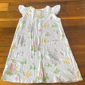 bella bliss White Floral Nightgown with Lace Sleeves